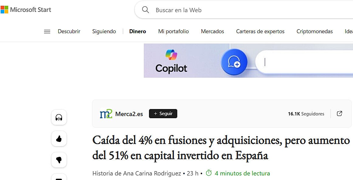 Cada del 4% en fusiones y adquisiciones, pero aumento del 51% en capital invertido en Espaa